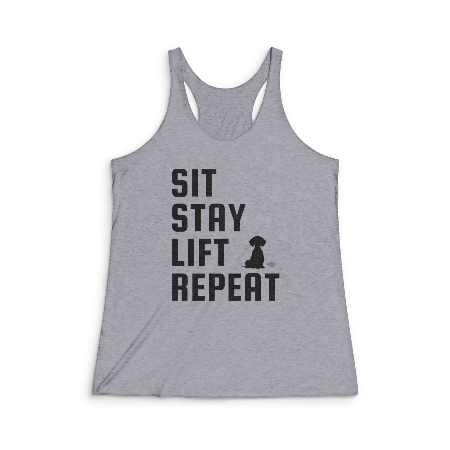 Sit, Stay, Lift, Repeat - Women's Tri-Blend Racerback Tank