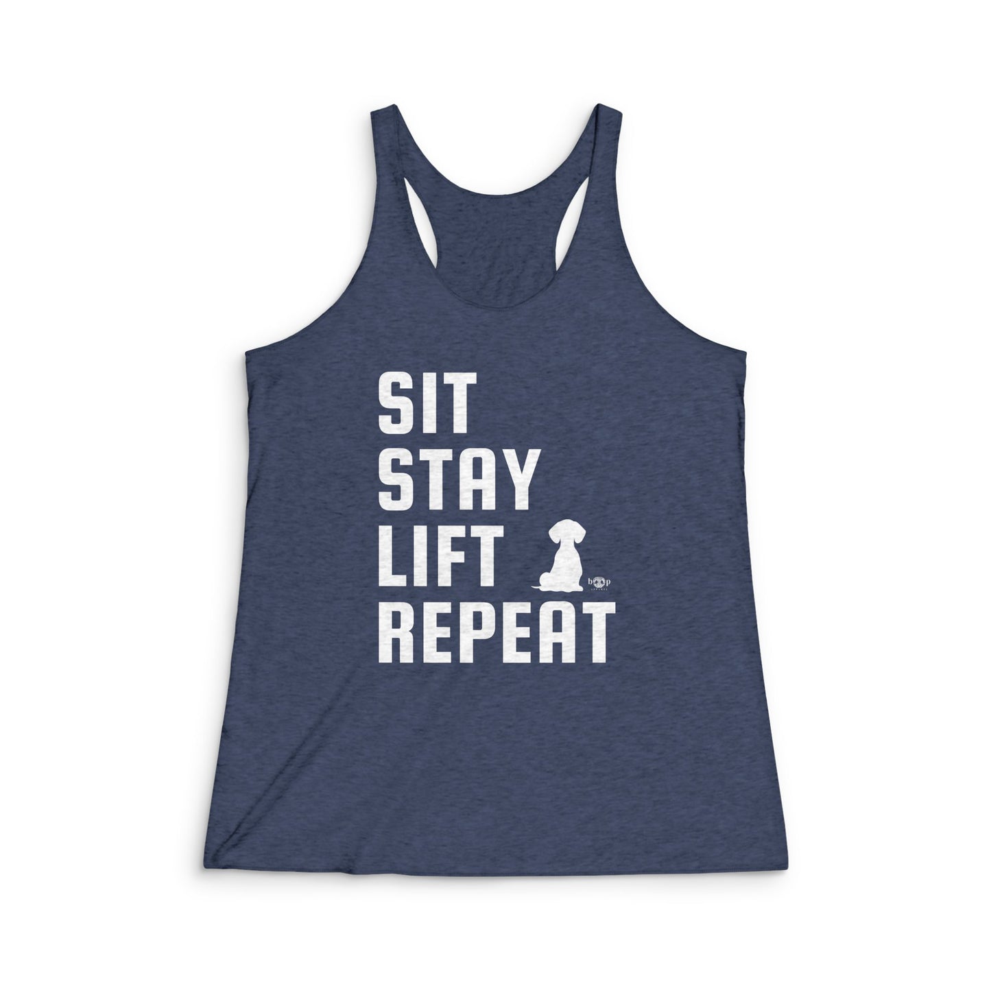 Sit, Stay, Lift, Repeat - Women's Tri-Blend Racerback Tank