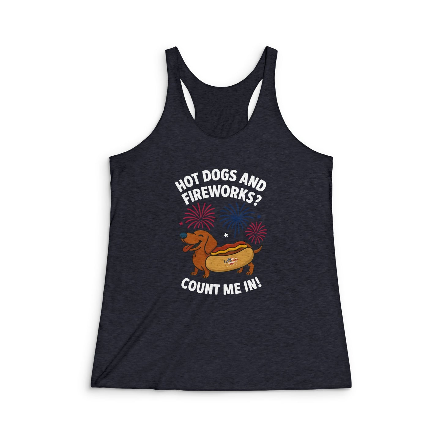 Hot Dogs and Fireworks - Women's Tri-Blend Racerback Tank