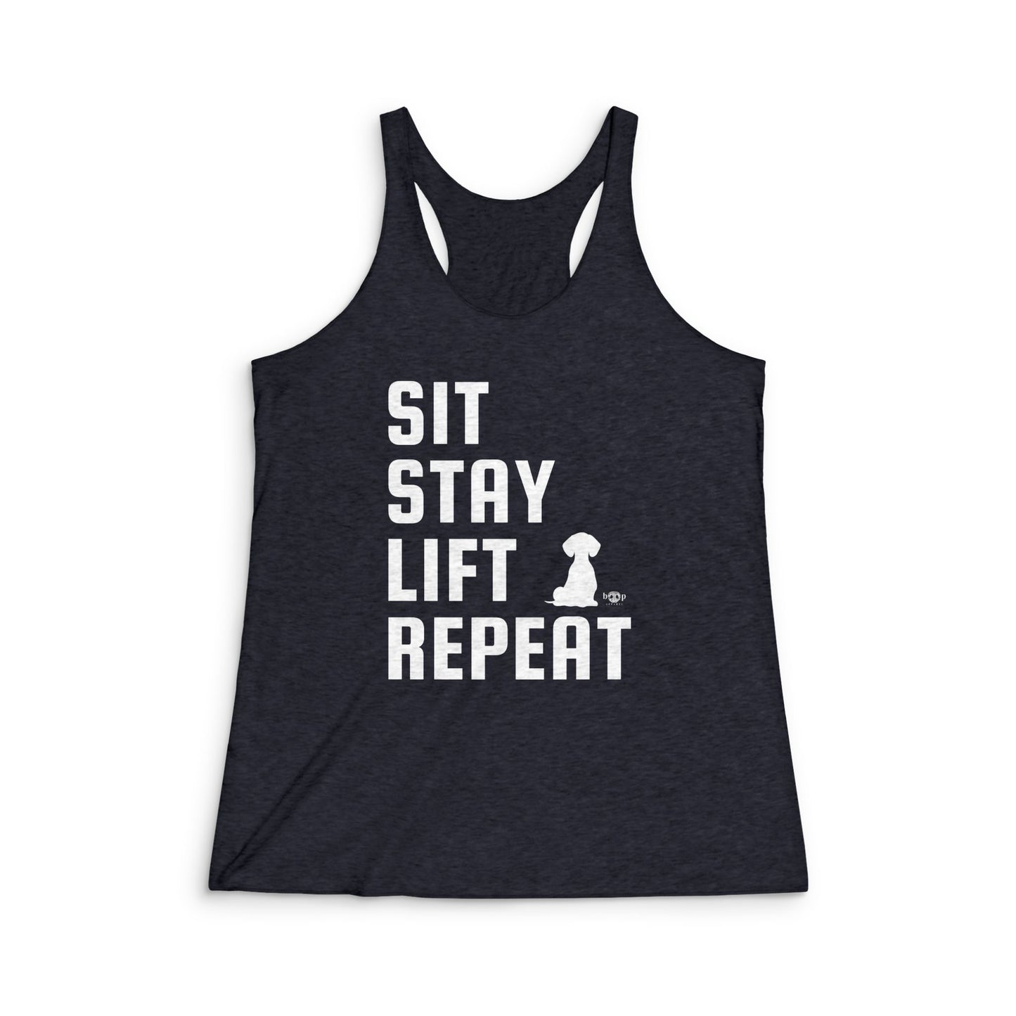 Sit, Stay, Lift, Repeat - Women's Tri-Blend Racerback Tank