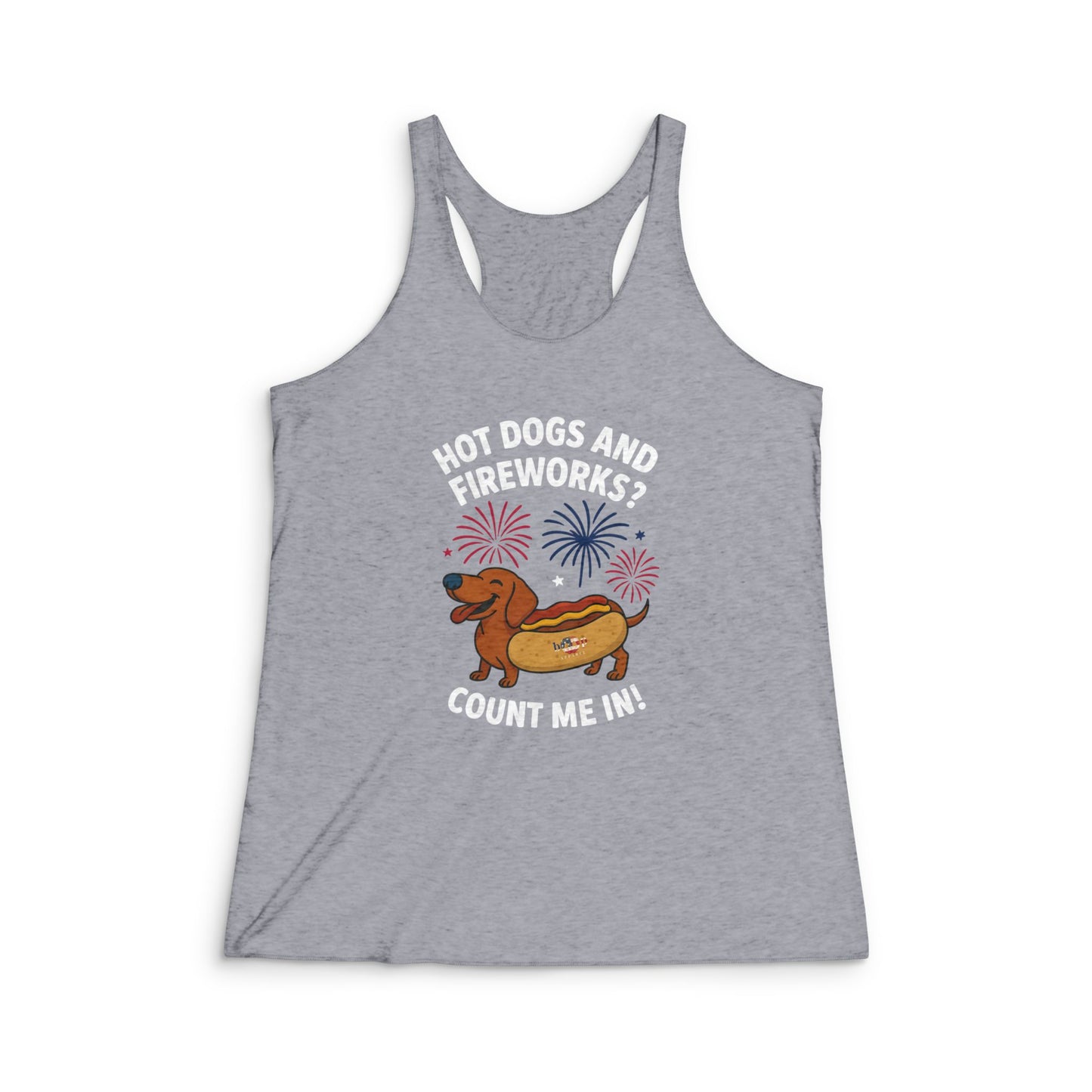 Hot Dogs and Fireworks - Women's Tri-Blend Racerback Tank