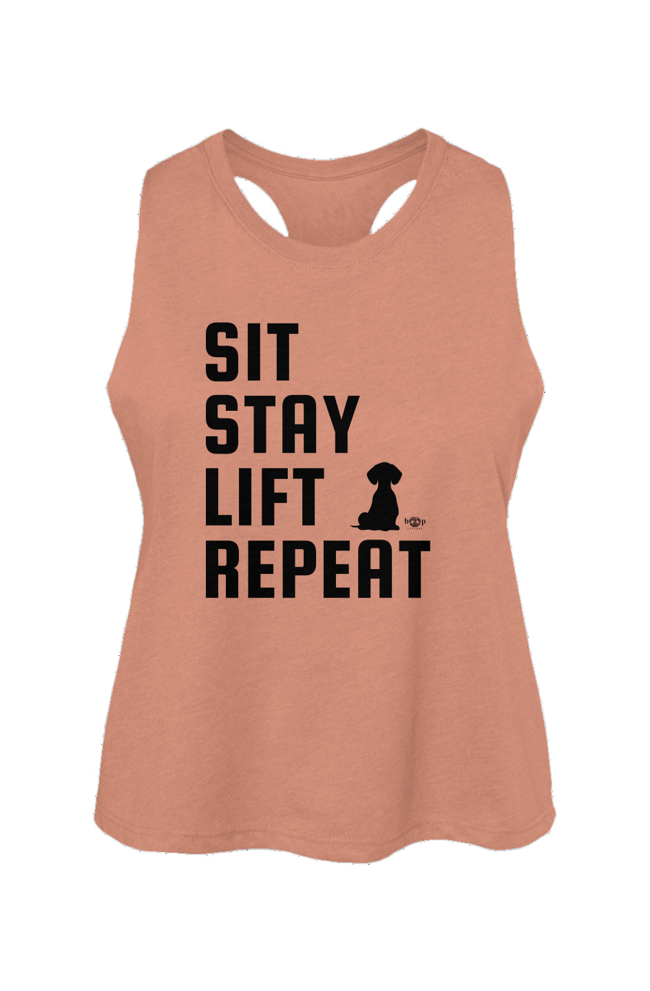 Sit. Stay. Lift. Repeat. - Women's Racerback Cropped Tank