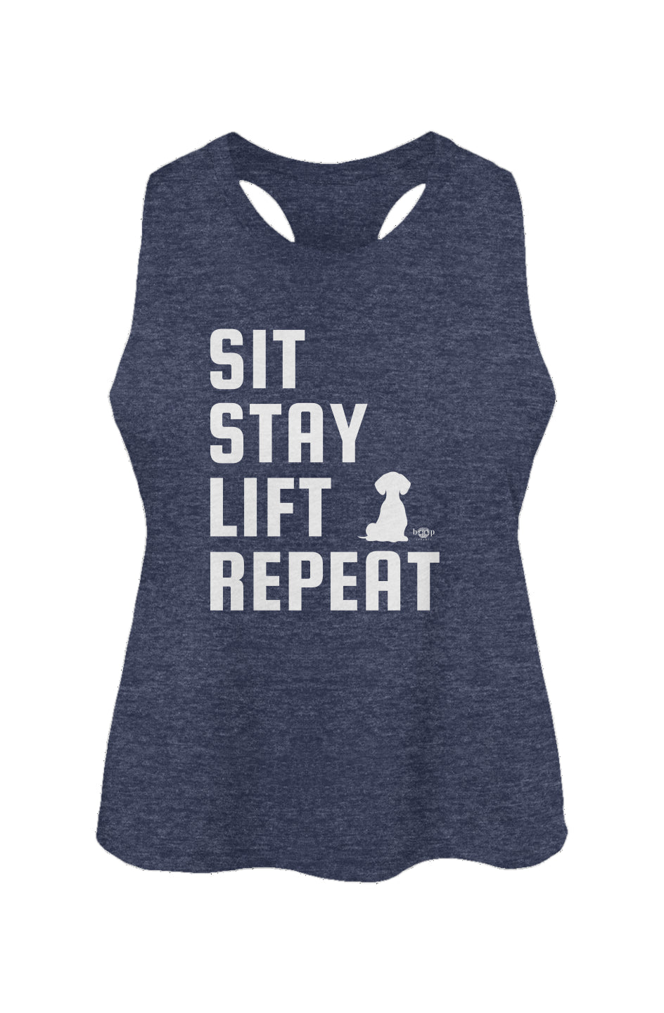 Sit. Stay. Lift. Repeat. - Women's Racerback Cropped Tank