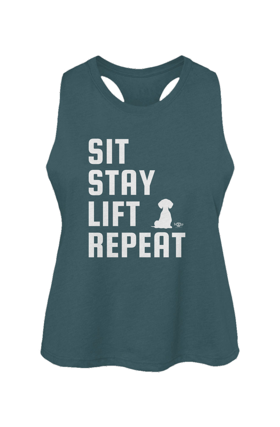 Sit. Stay. Lift. Repeat. - Women's Racerback Cropped Tank