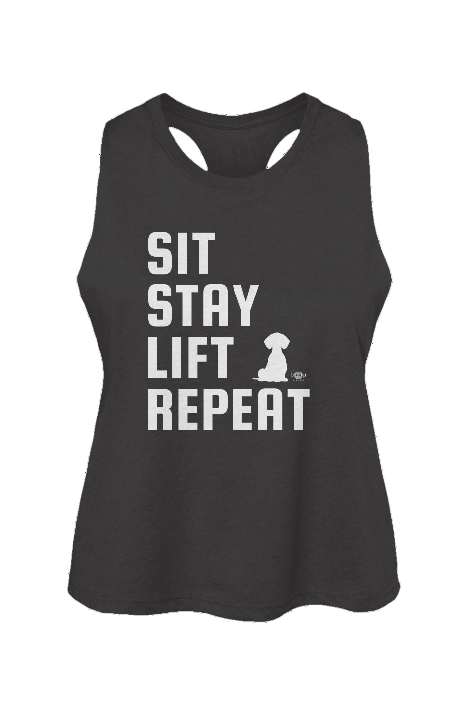 Sit. Stay. Lift. Repeat. - Women's Racerback Cropped Tank