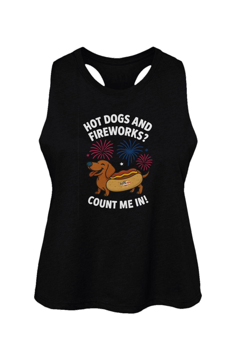 Hot Dogs and Fireworks - Women's Racerback Cropped Tank