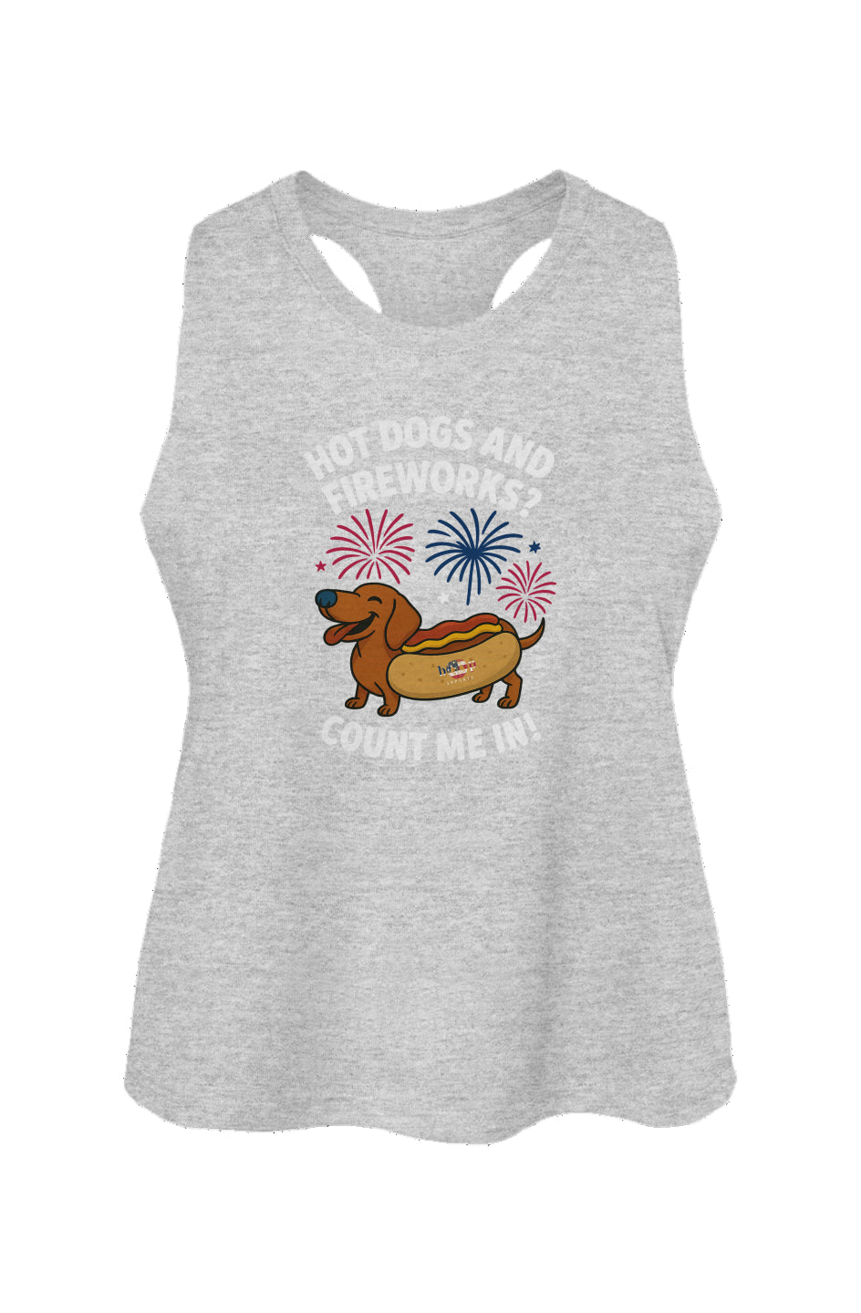 Hot Dogs and Fireworks - Women's Racerback Cropped Tank
