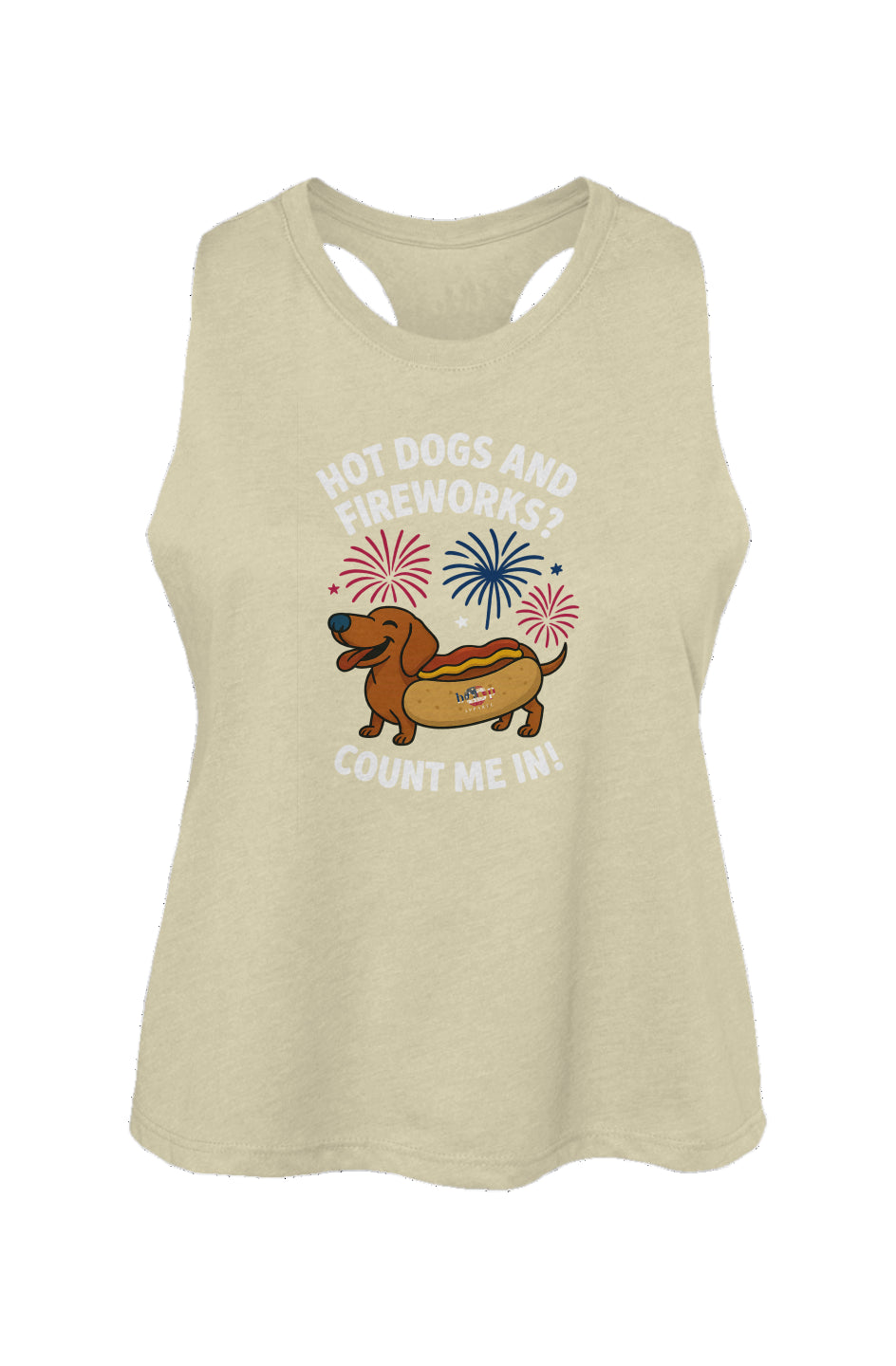Hot Dogs and Fireworks - Women's Racerback Cropped Tank