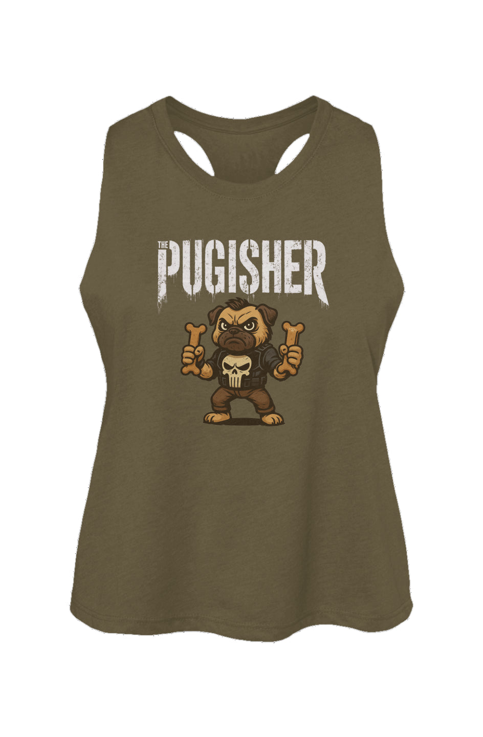Pugisher - Women's Racerback Cropped Tank