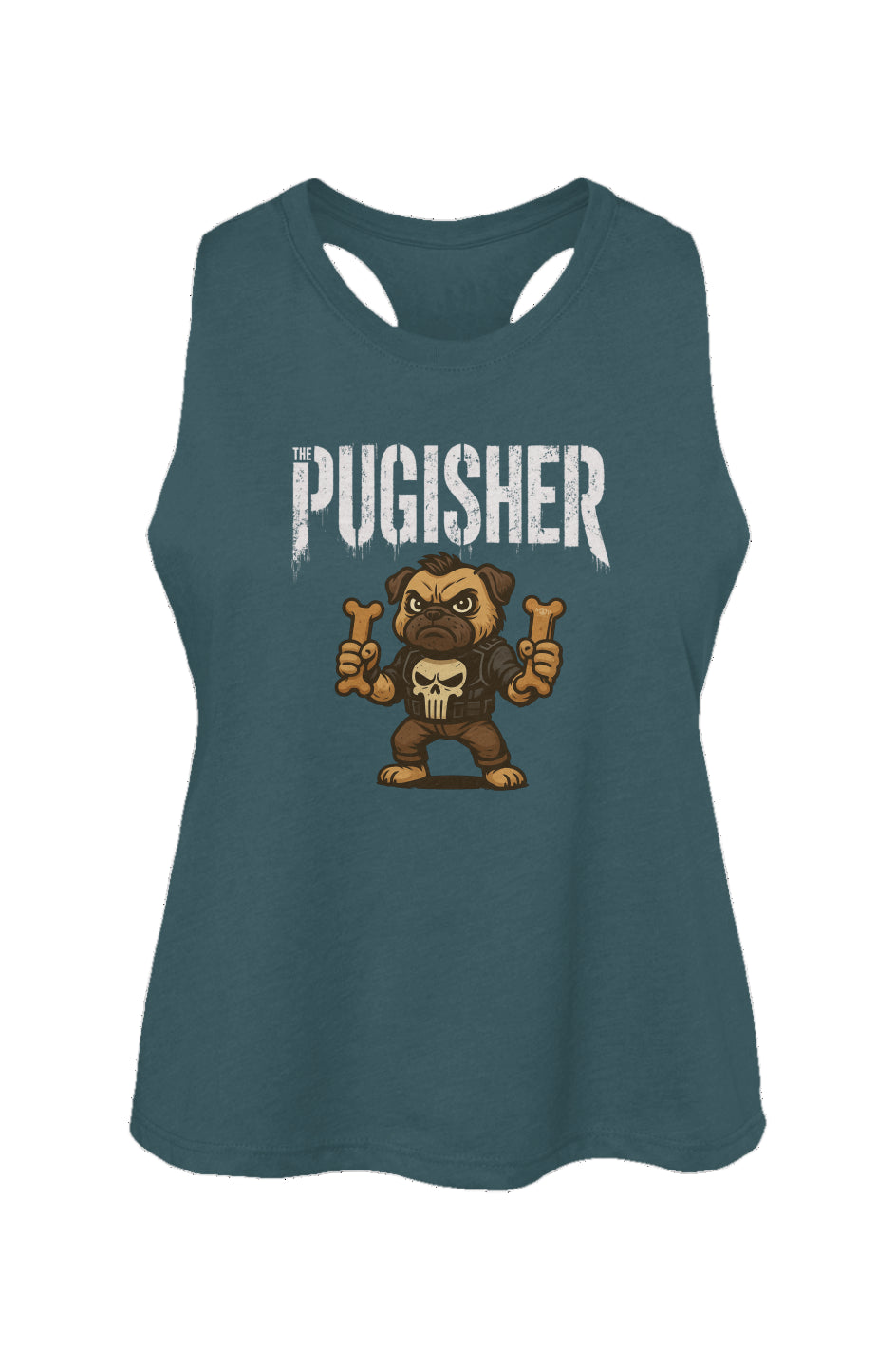 Pugisher - Women's Racerback Cropped Tank
