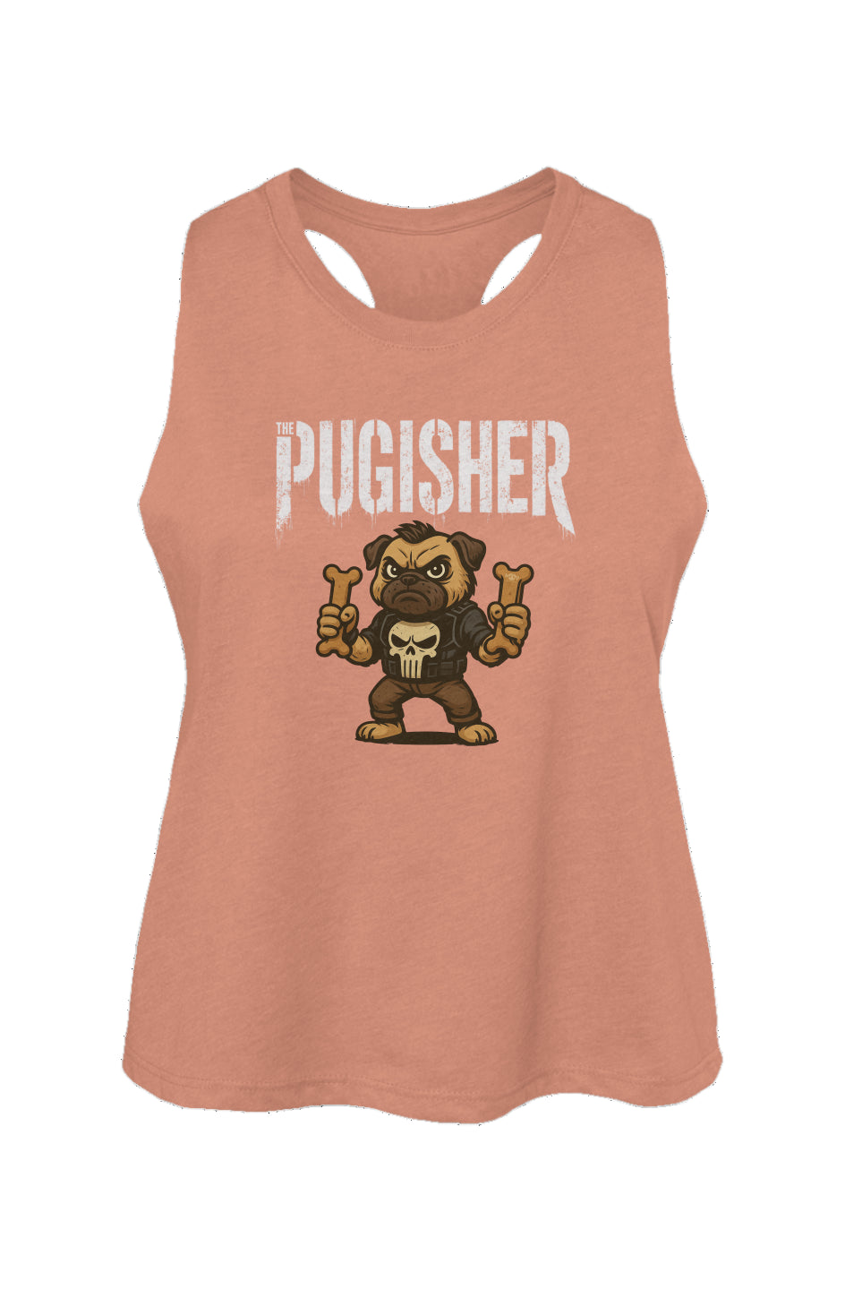 Pugisher - Women's Racerback Cropped Tank