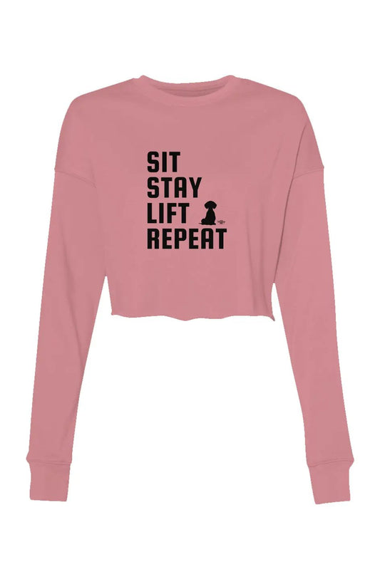 Sit, Stay, Lift, Repeat - Crop Sweatshirt - Boop Apparel