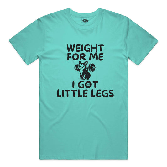 Funny dog owner t-shirt with sarcastic humor -Weight for Me I Got Little Legs - Cotton T