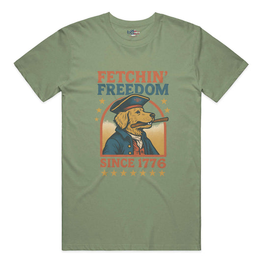 Funny dog owner t-shirt with sarcastic humor -Fetchin' Freedom - Triblend T