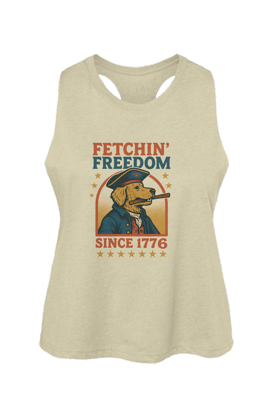 Funny dog owner t-shirt with sarcastic humor -Fetchin' Freedom - Crop Tank