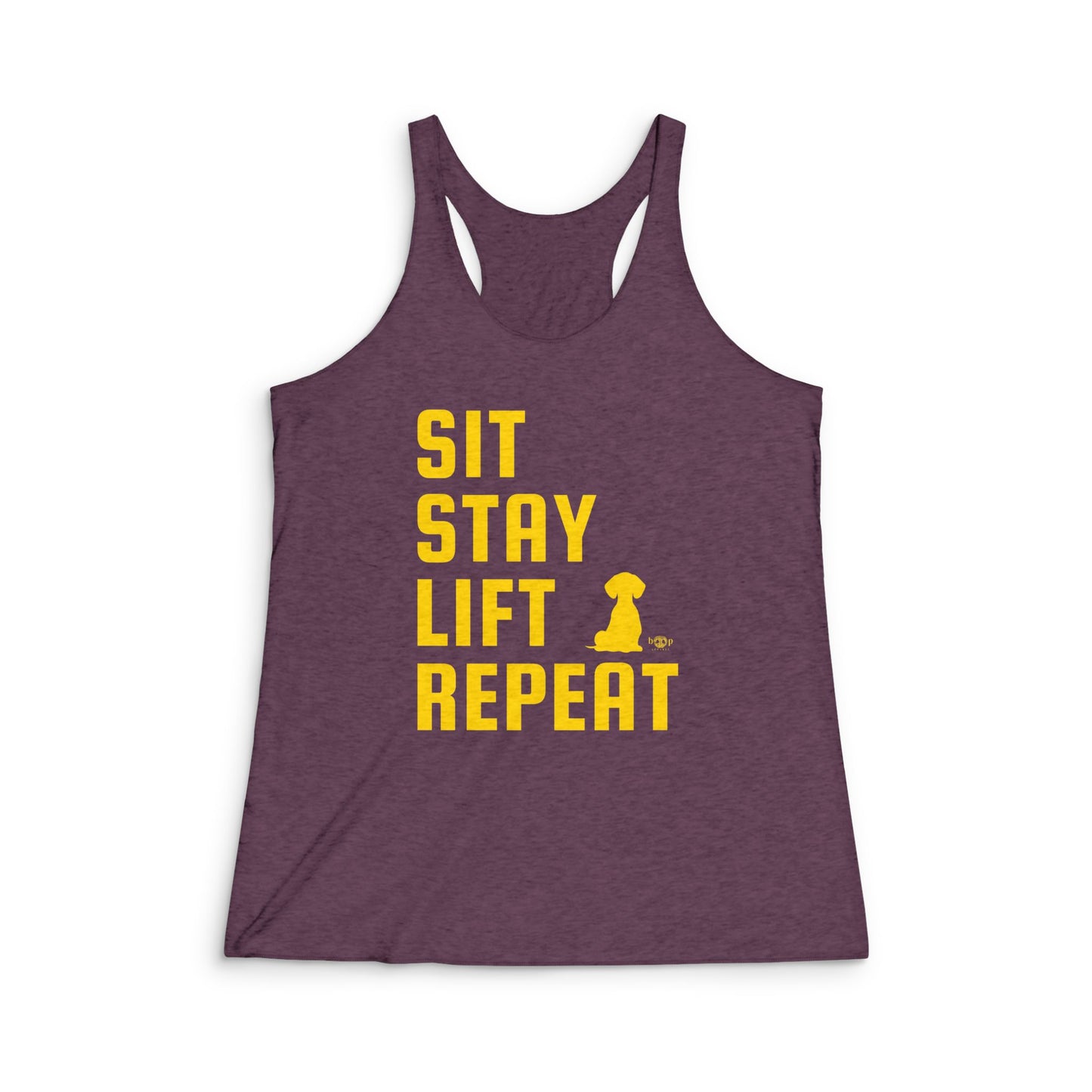 Sit, Stay, Lift, Repeat - Women's Tri-Blend Racerback Tank