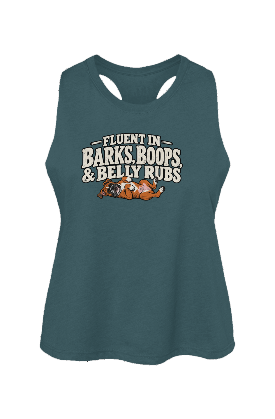 Trilingual Crop Tank in Heather Deep Teal