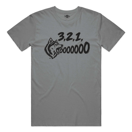 3, 2, 1, AWOOOO! Performance T in Grey Triblend