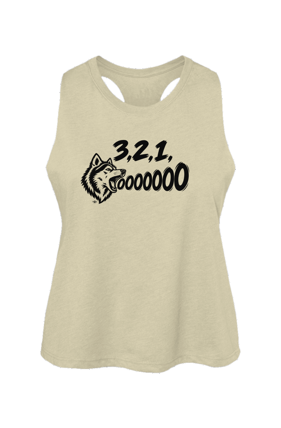 3, 2, 1, AWOOOO! Crop Tank in Heather French Vanilla