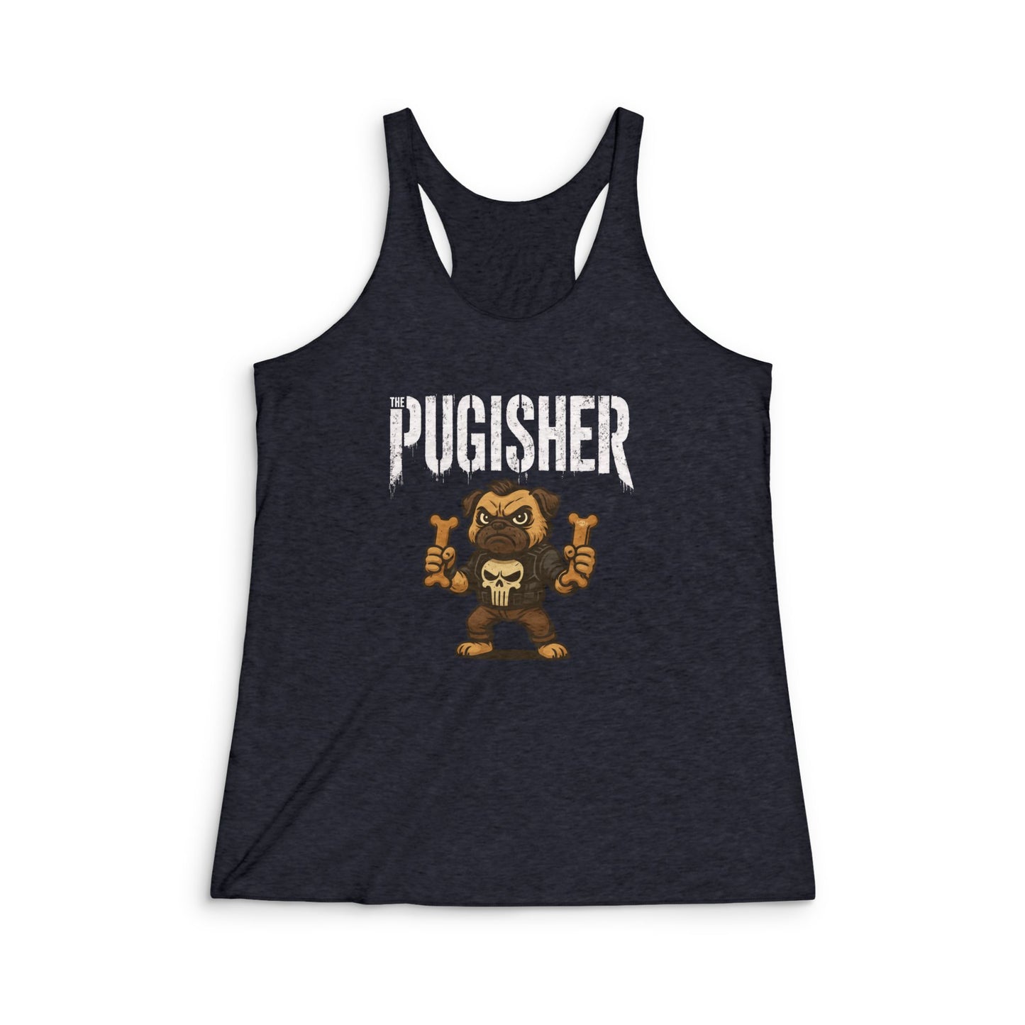 Pugisher - Women's Tri-Blend Racerback Tank