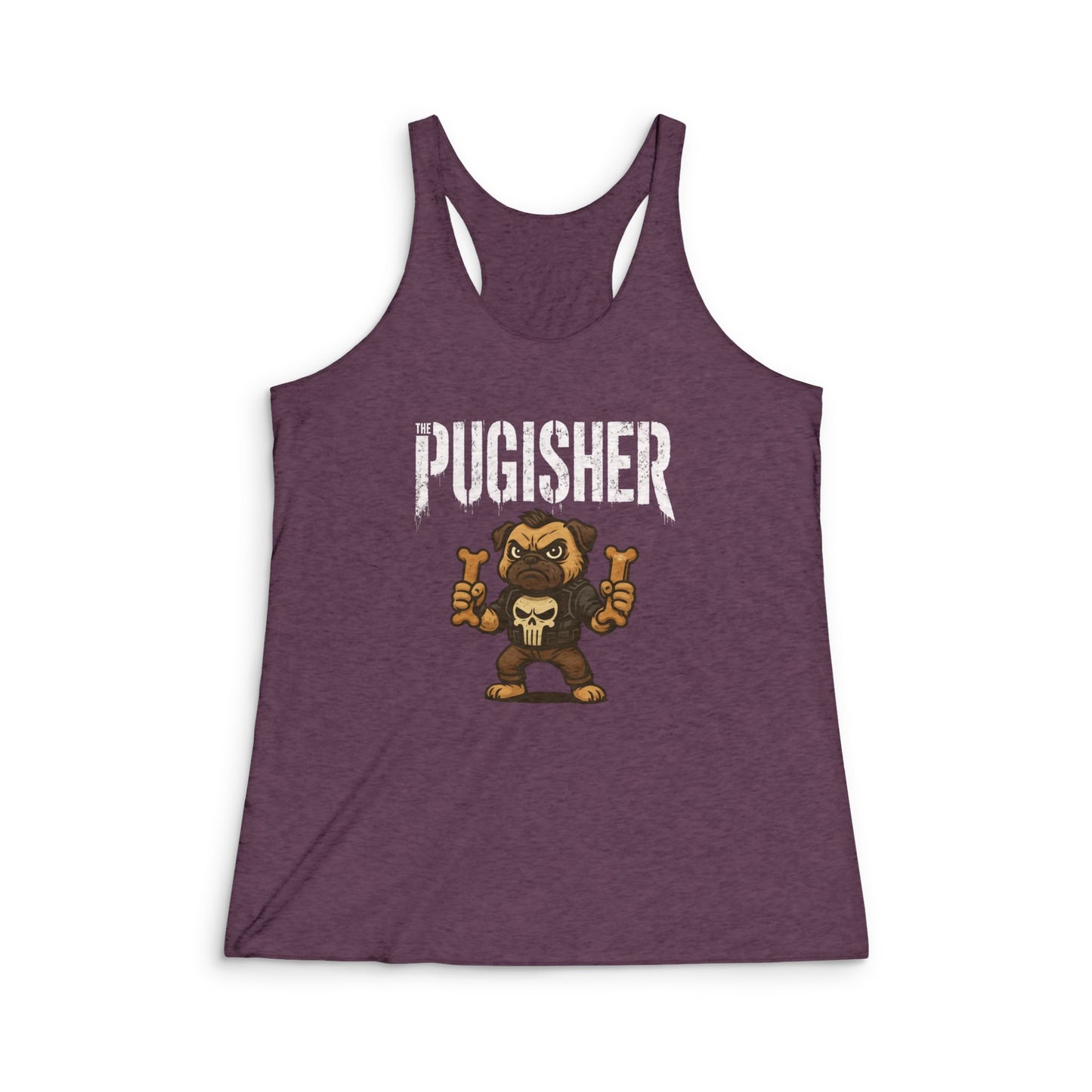 Pugisher - Women's Tri-Blend Racerback Tank