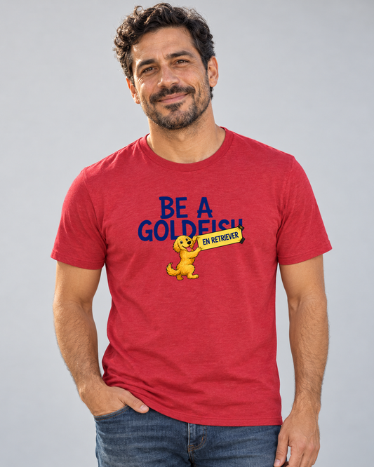 Dave wearing Be a Golden Everyday T in Heather Red