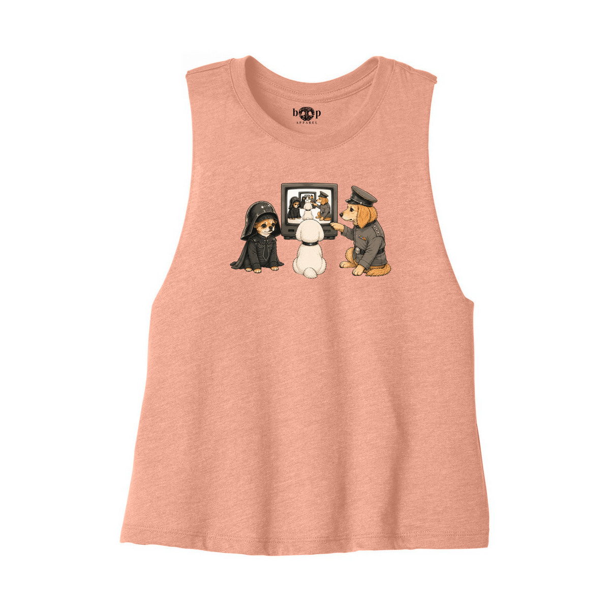 In the Now, Now Bella+Canvas 6682 crop tank flatlay in Heather Sunset — front