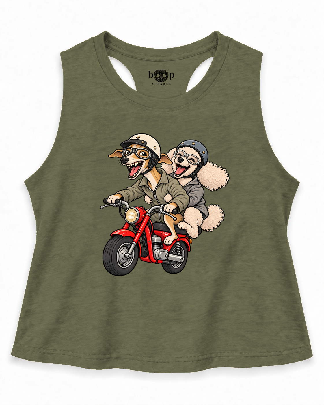 Dog and Dogger crop tank — Olive