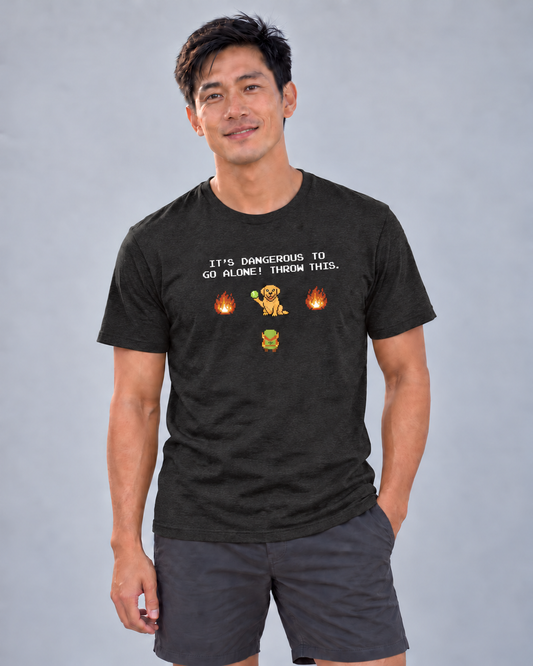 Finn wearing The Legend of Fetch Everyday T in Black Heather
