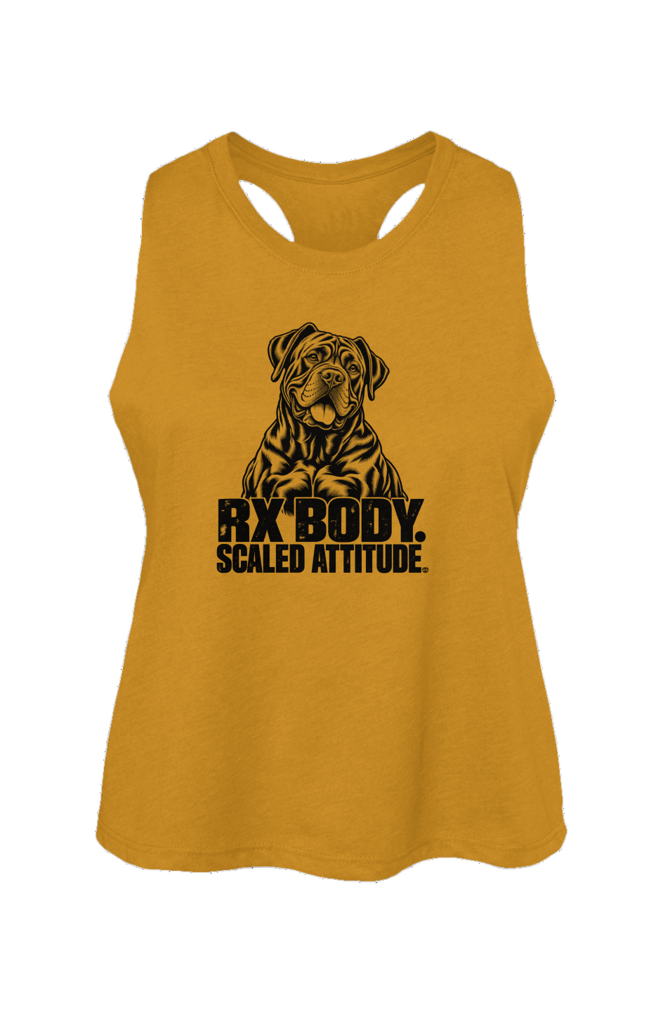 Rx Body Scaled Attitude crop tank in Heather Mustard