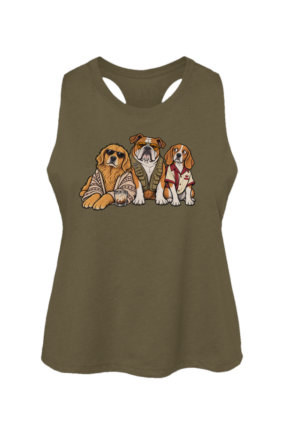 The Big Lebowwowski crop tank in Heather Olive