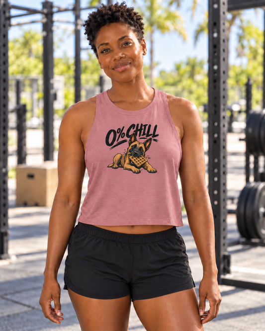 0% Chill crop tank — brandy front heather mauve