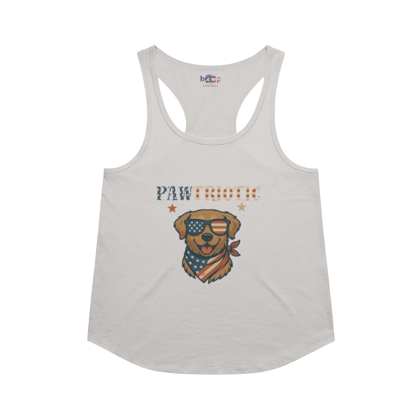 Funny dog owner t-shirt with sarcastic humor -Pawtriotic - Racerback Tank