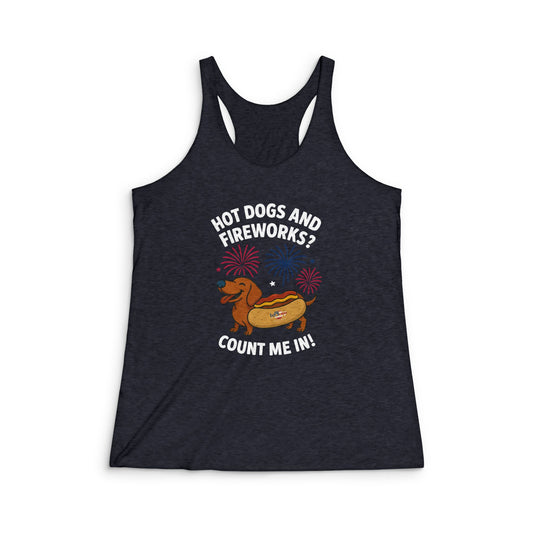 Hot Dogs and Fireworks - Women's Tri-Blend Racerback Tank