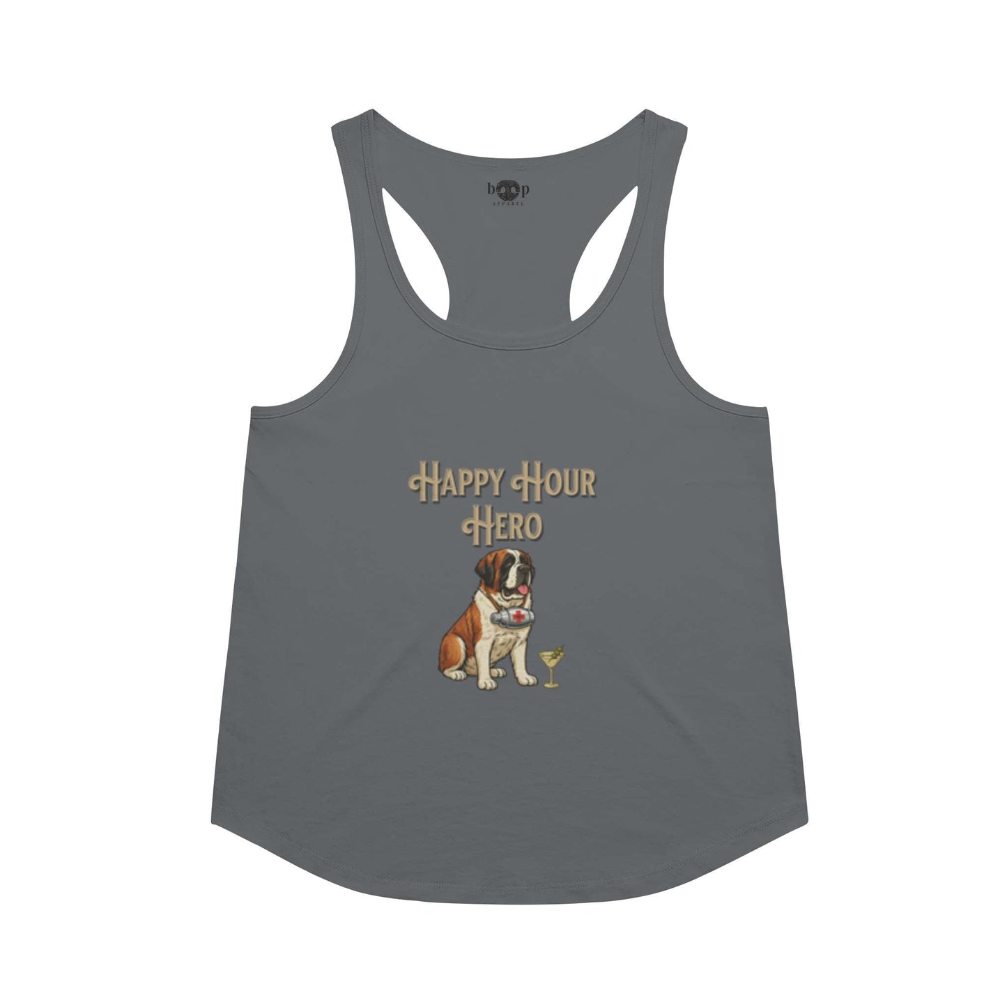 Funny dog owner t-shirt with sarcastic humor -Happy Hour Hero - Racerback Tank