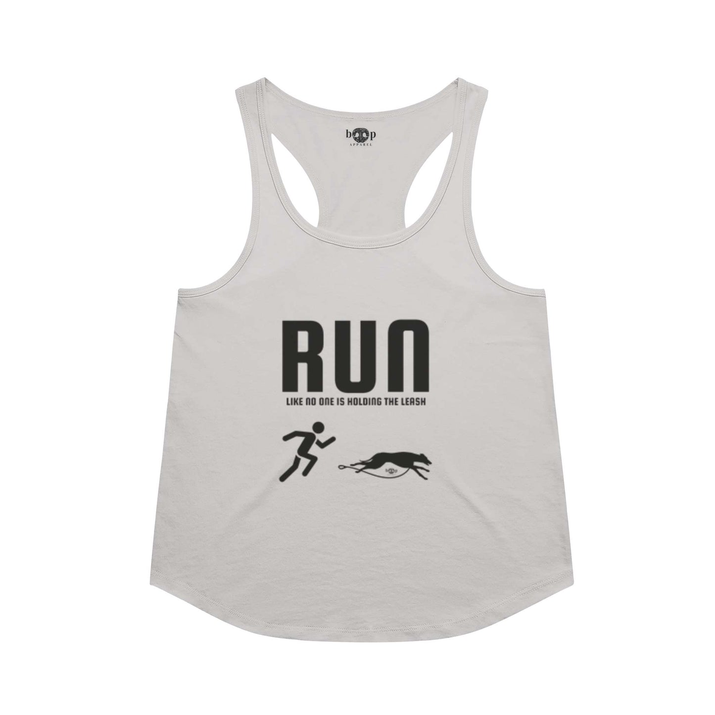 Funny dog owner t-shirt with sarcastic humor -Run Unleashed - Racerback Tank