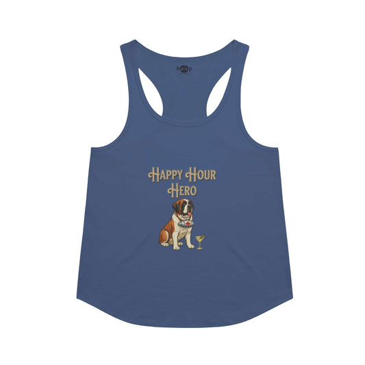 Funny dog owner t-shirt with sarcastic humor -Happy Hour Hero - Racerback Tank