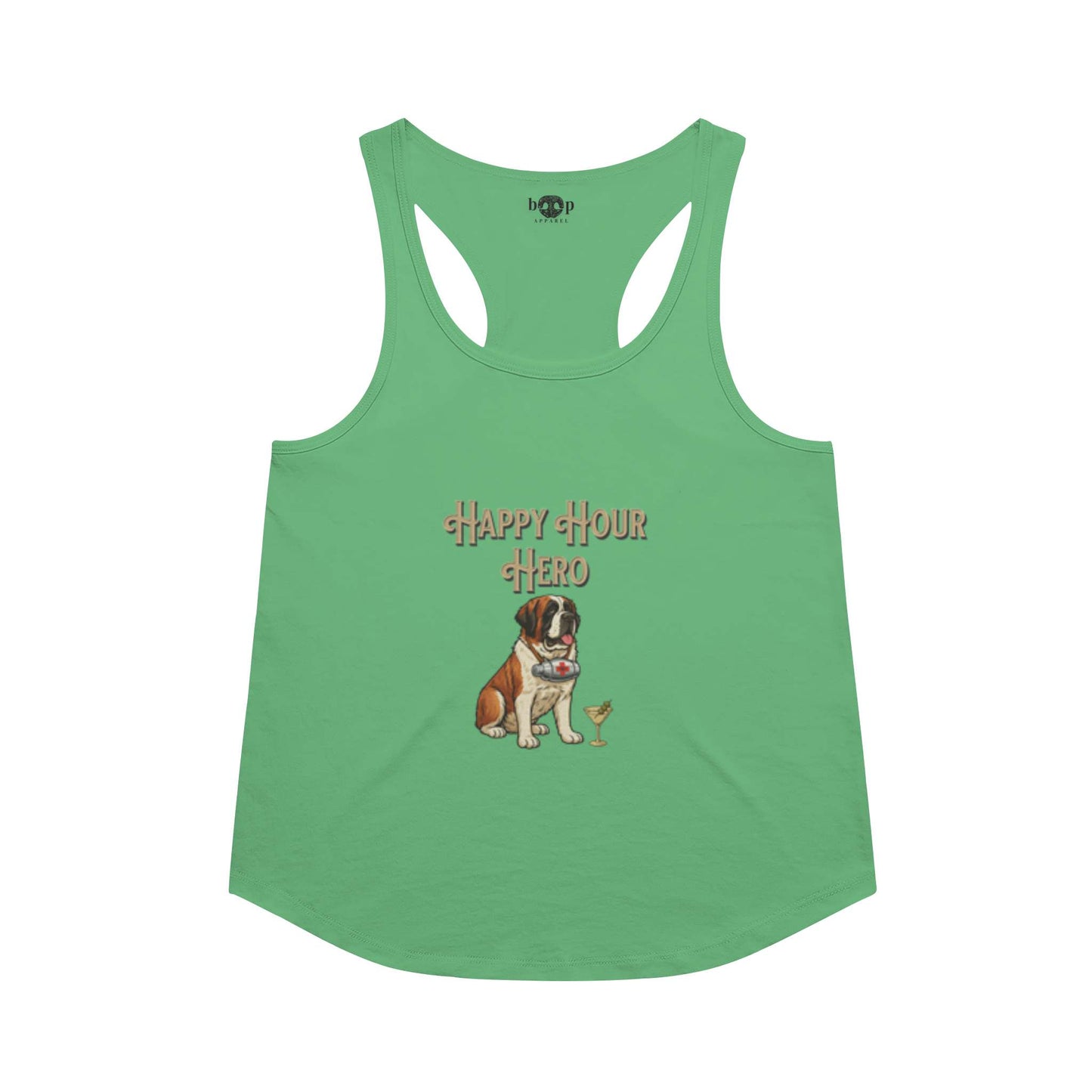 Funny dog owner t-shirt with sarcastic humor -Happy Hour Hero - Racerback Tank