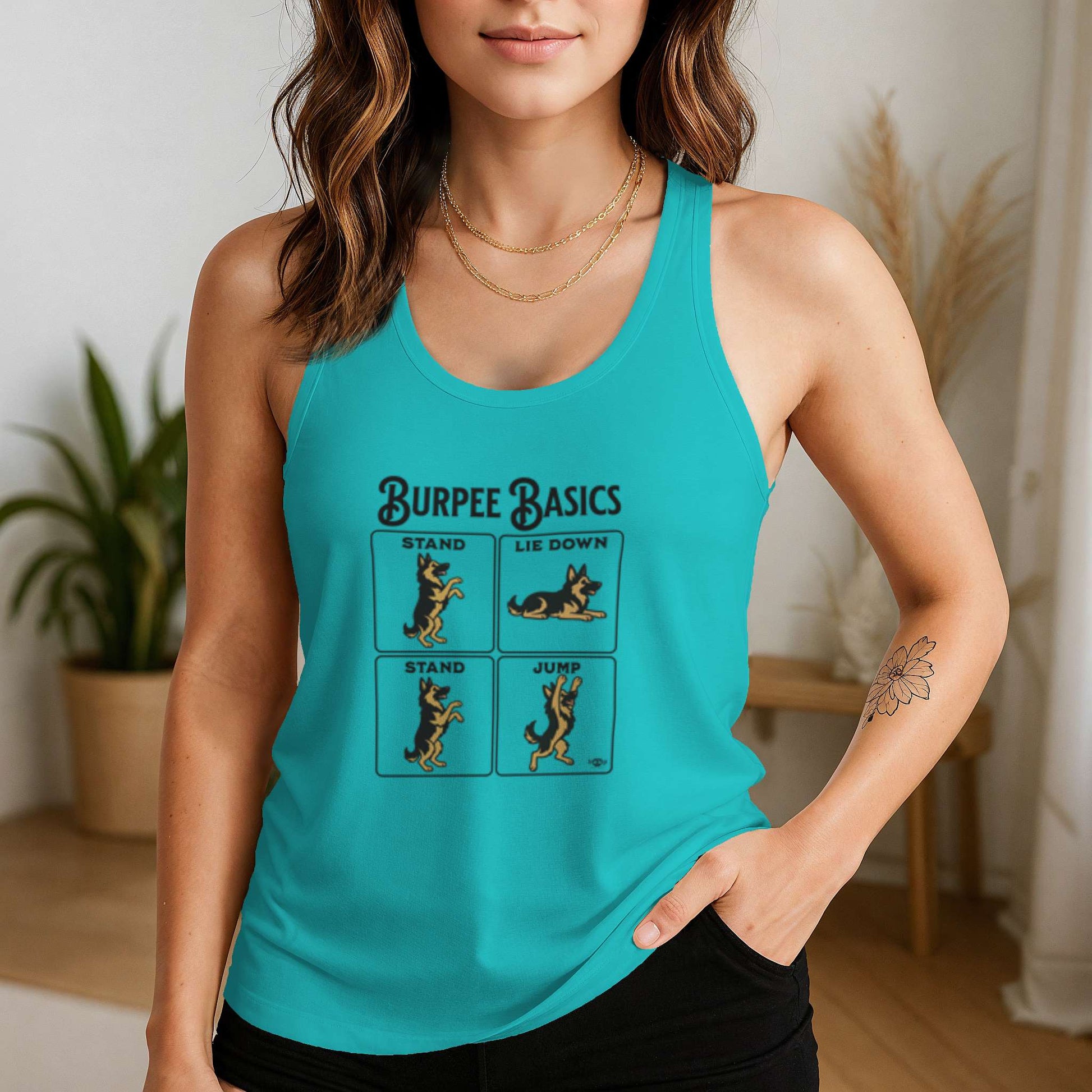 Funny dog owner t-shirt with sarcastic humor -Burpee Basics - Racerback Tank