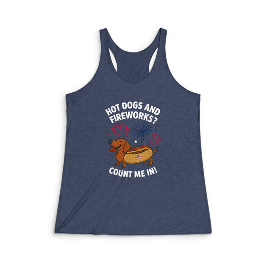 Hot Dogs and Fireworks - Women's Tri-Blend Racerback Tank