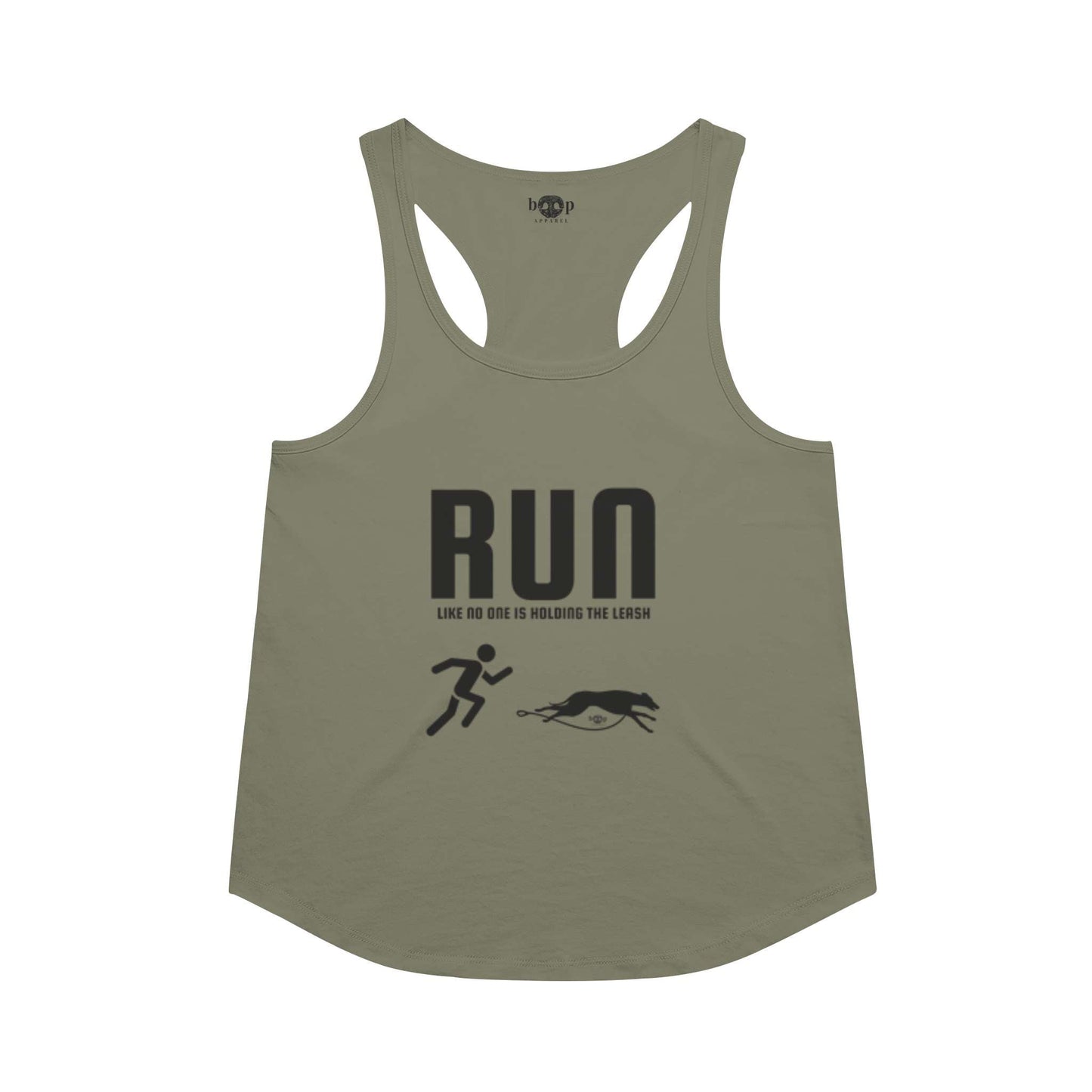 Funny dog owner t-shirt with sarcastic humor -Run Unleashed - Racerback Tank