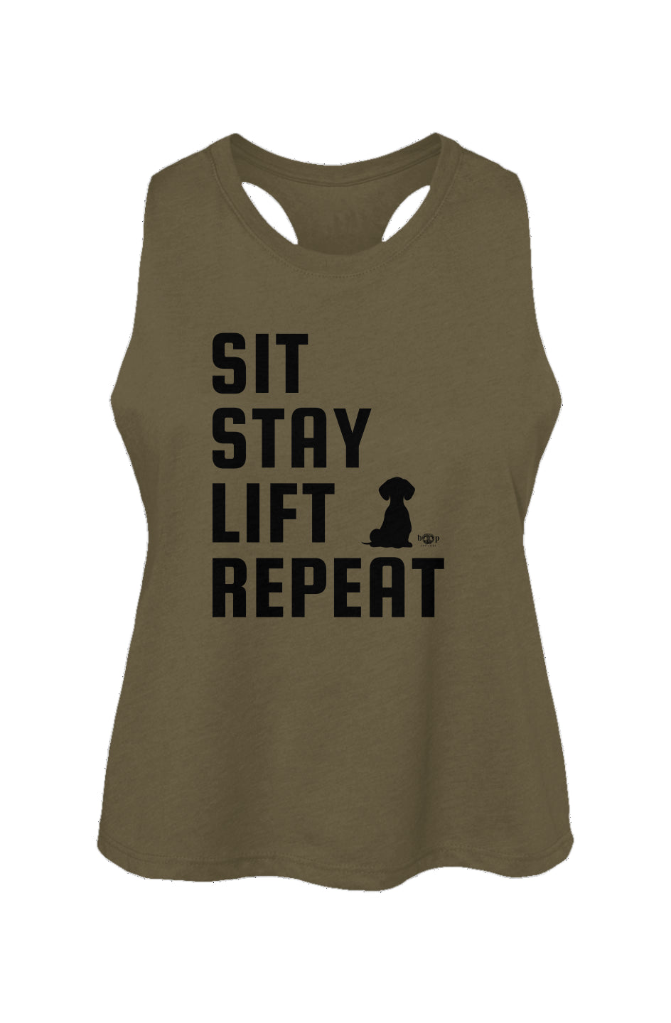 Sit. Stay. Lift. Repeat. - Women's Racerback Cropped Tank