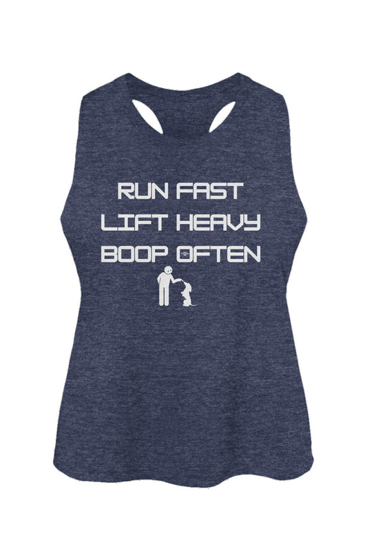 Run Fast. Lift Heavy. Boop Often. - Women's Racerback Cropped Tank