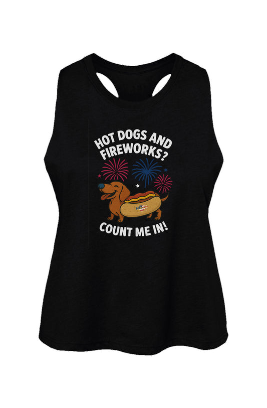 Hot Dogs and Fireworks - Women's Racerback Cropped Tank
