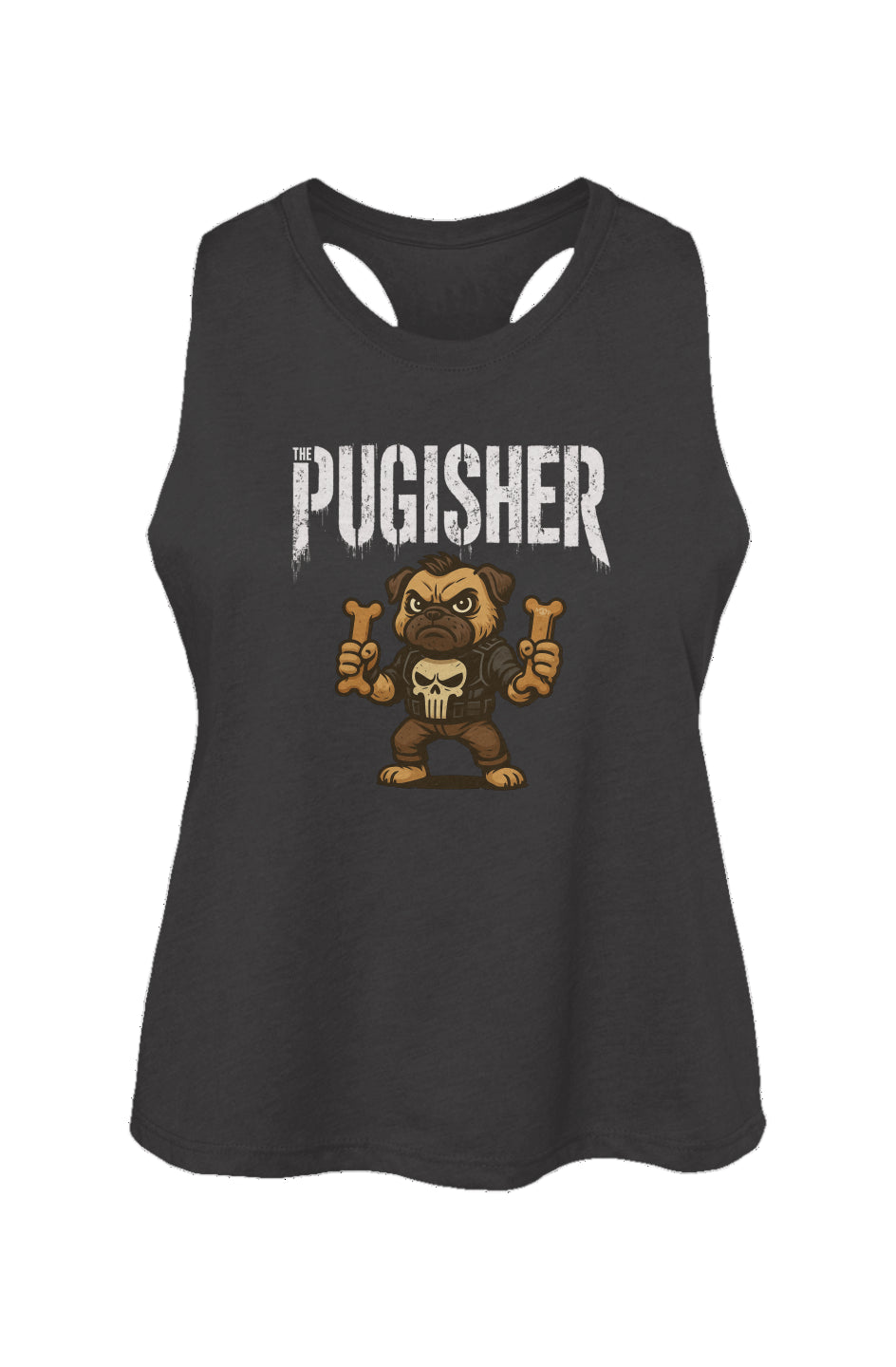 Pugisher - Women's Racerback Cropped Tank