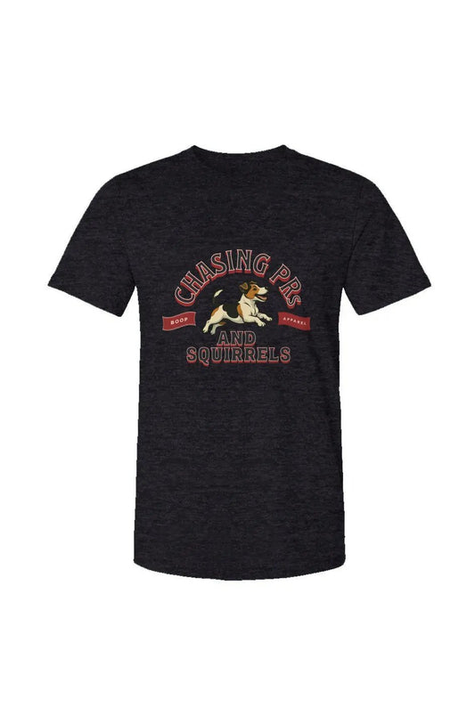 Chasing PRs and Squirrels - Unisex Heather Jersey Tee