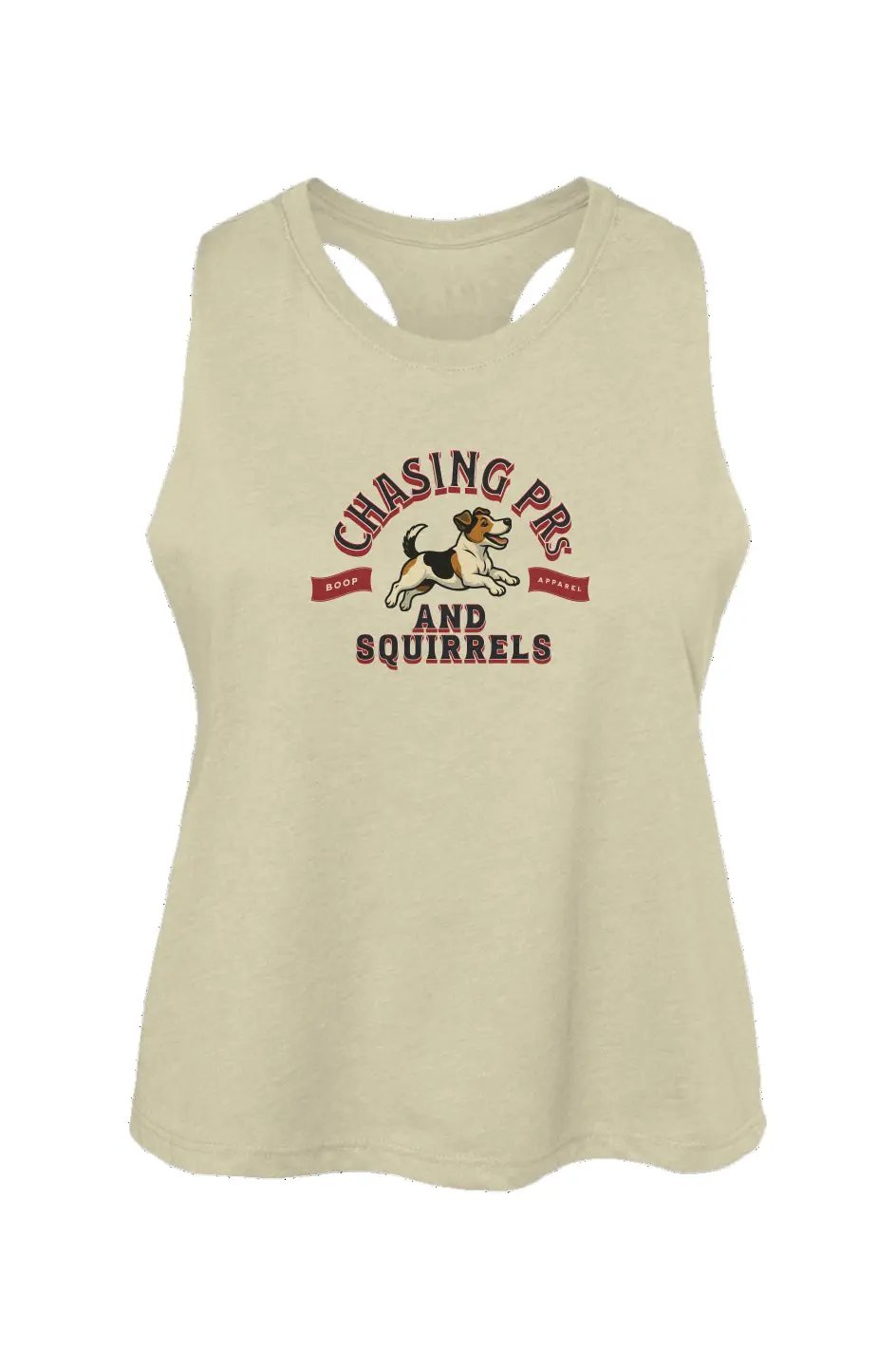 Chasing PRs and Squirrels - Crop Tank - Boop Apparel