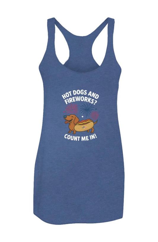 Hot Dogs and Fireworks - Women’s Triblend Racerbac