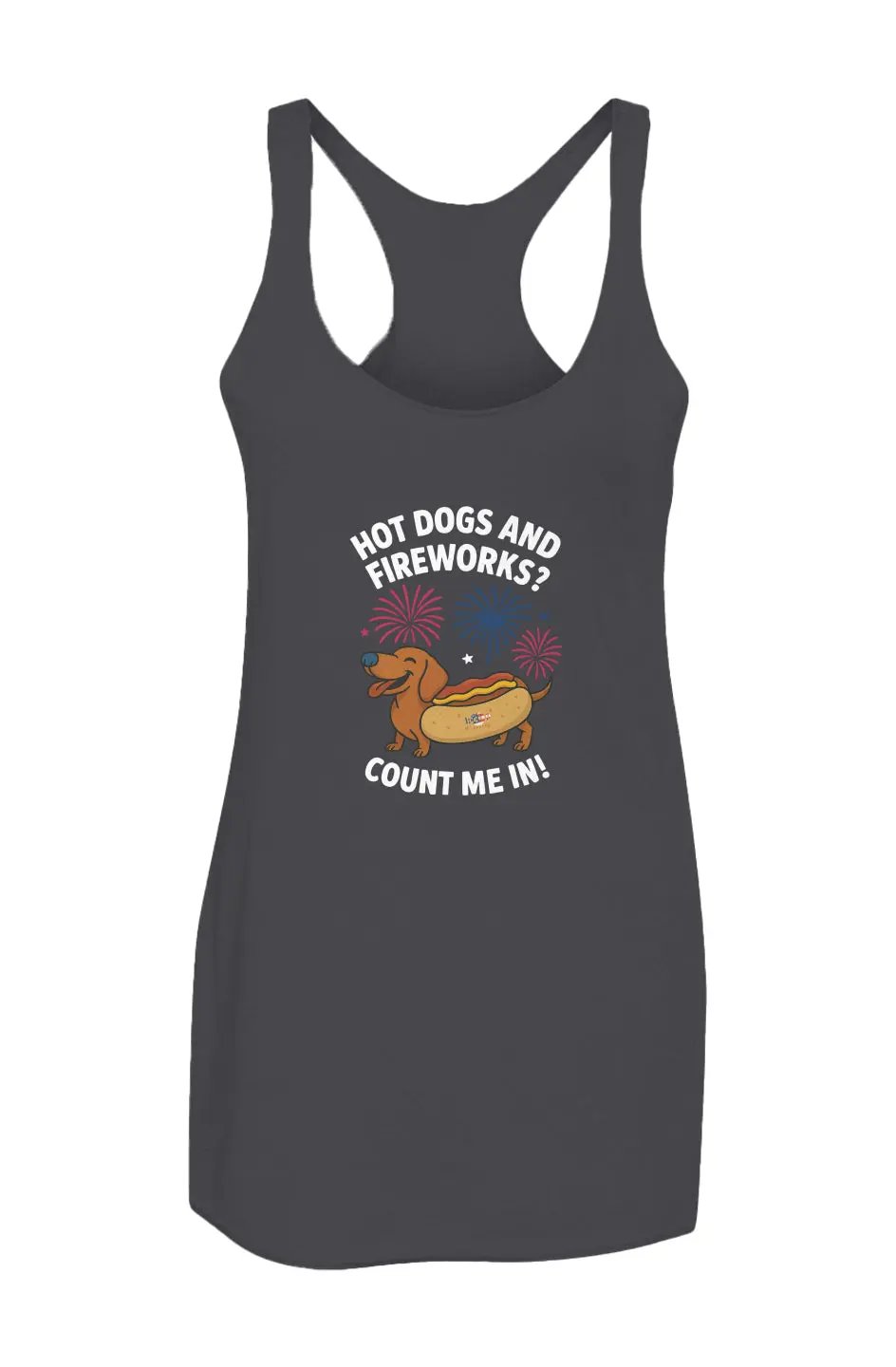 Hot Dogs and Fireworks - Racerback Tank - Boop Apparel