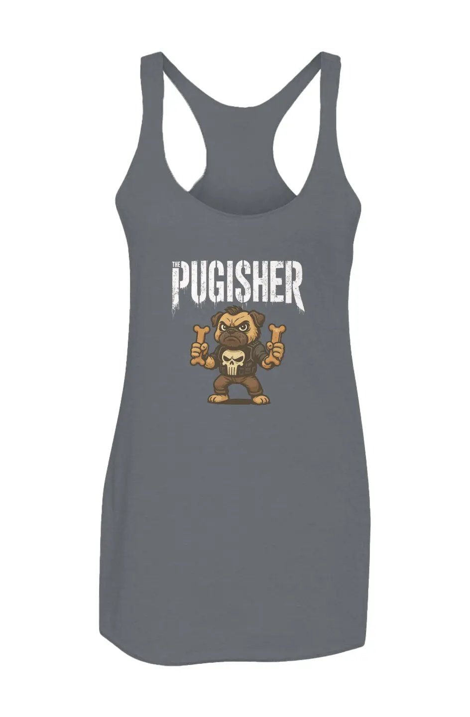 Pugisher - Women’s Triblend Racerback Tank
